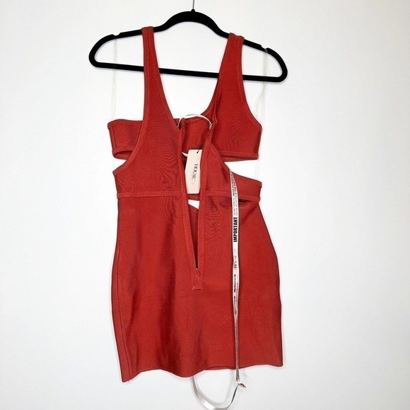 NWT House of CB Michi Rust Cut Out Mini Dress Women's Bodycon Size L - Picture 4 of 10